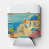 Santorini Greece Watercolor Skyline Wedding Dosenkühler (Rückseite)