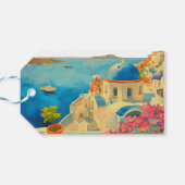 Santorini Greece Watercolor Skyline Wedding Geschenkanhänger (Rückseite Horizontal)