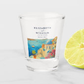 Santorini Greece Watercolor Skyline Wedding Schnapsglas (Vorderseite)