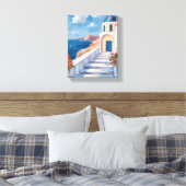 Santorini Greece Watercolor Travel Leinwanddruck (Insitu (Schlafzimmer))