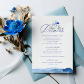 Santorini Greece Watercolor Wedding Details Begleitkarte