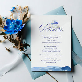 Santorini Greece Watercolor Wedding Details Begleitkarte