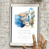 Santorini Greece Watercolor Wedding Einladung