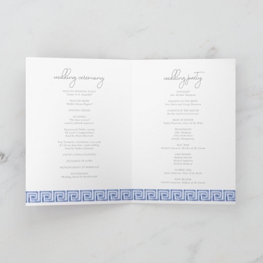 Santorini Greece Watercolor Wedding Foto Programm (Innenseite)