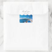 Santorini Greece Wedding Destination Vielen Dank Quadratischer Aufkleber (Tasche)