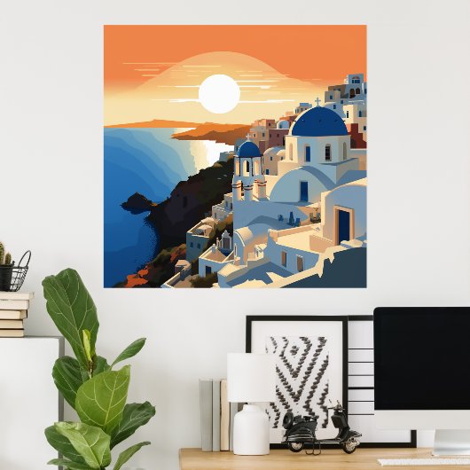 SANTORINI GRIECHENLAND #1 POSTER (Heimbüro)