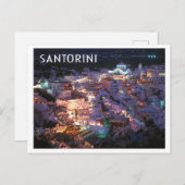 Santorini Griechenland am Abend Foto Postkarte (Vorne/Hinten)