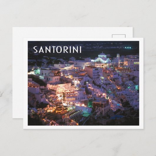 Santorini Griechenland am Abend Foto Postkarte (Vorne/Hinten)
