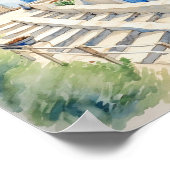 Santorini Griechenland Aquarellmaler Platz Poster (Ecke)