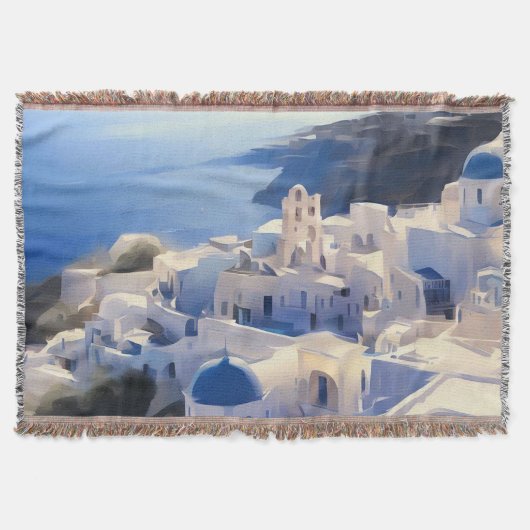 Santorini Griechenland Aquarellmalerei Decke (Vorderseite)