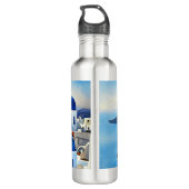 Santorini Griechenland Aquarellmalerei Edelstahlflasche (Rückseite)