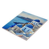 Santorini Griechenland Aquarellmalerei Fliese (Seite)