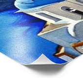 Santorini Griechenland Aquarellmalerei Fotodruck (Ecke)