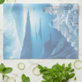 Santorini Griechenland Aquarellmalerei Geschirrtuch (Gefaltet)