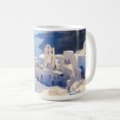 Santorini Griechenland Aquarellmalerei Kaffeetasse (VorderseiteRechts)