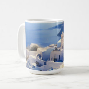 Santorini Griechenland Aquarellmalerei Kaffeetasse