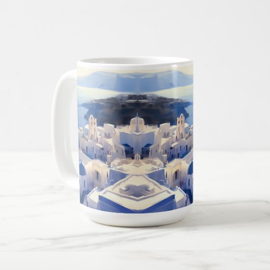 Santorini Griechenland Aquarellmalerei Kaffeetasse (Vorderseite Links)