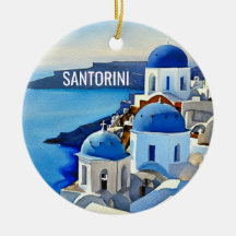 Santorini Griechenland Aquarellmalerei
