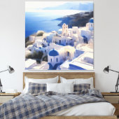 Santorini Griechenland Aquarellmalerei Leinwanddruck (Insitu (Schlafzimmer))