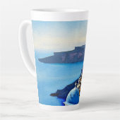 Santorini Griechenland Aquarellmalerei Milchtasse (Linke Ecke)