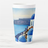 Santorini Griechenland Aquarellmalerei Milchtasse (Vorderseite)