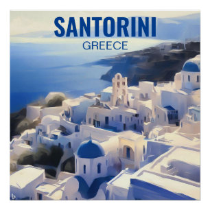 Santorini Griechenland Aquarellmalerei Poster