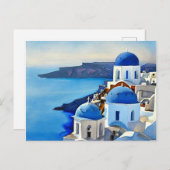 Santorini Griechenland Aquarellmalerei Postkarte (Vorne/Hinten)