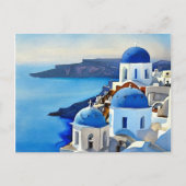 Santorini Griechenland Aquarellmalerei Postkarte (Vorderseite)