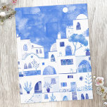 Santorini Griechenland Aquarellmalerei Postkarte<br><div class="desc">Ein modernes Aquarellbild der griechischen Insel Santorin. Originelle Kunst von Nic Squirrell.</div>