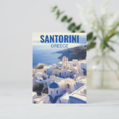 Santorini Griechenland Aquarellmalerei Postkarte (Stehend Vorderseite)