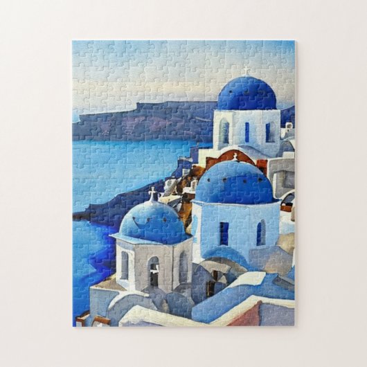 Santorini Griechenland Aquarellmalerei Puzzle (Vertikal)