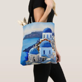 Santorini Griechenland Aquarellmalerei Tasche (Von Nahem)