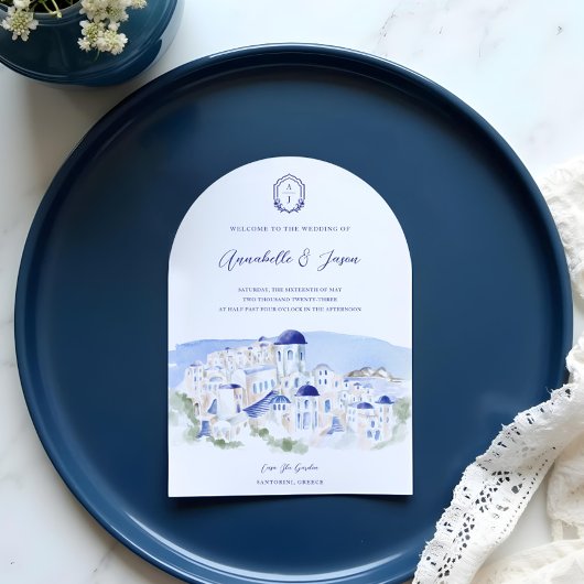 Santorini Griechenland Architectur Wasserfarbenhoc Einladung