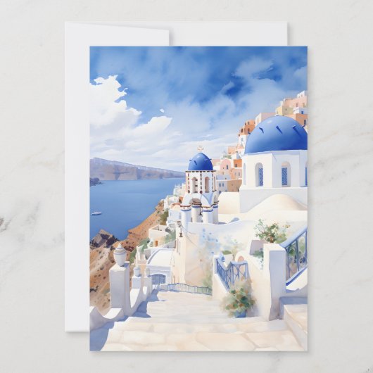 Santorini Griechenland Architectur Wasserfarbenhoc Einladung (Rückseite)
