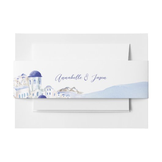Santorini Griechenland Architectur Wasserfarbenhoc Einladungsbanderole (Vorderseite Beispiel)