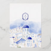 Santorini Griechenland Architectur Wasserfarbenhoc Folieneinladung (Rückseite)