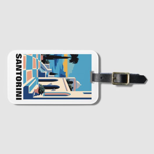 Santorini Griechenland Architektur Malerei Gepäckanhänger (Vorderseite (Horizontal))