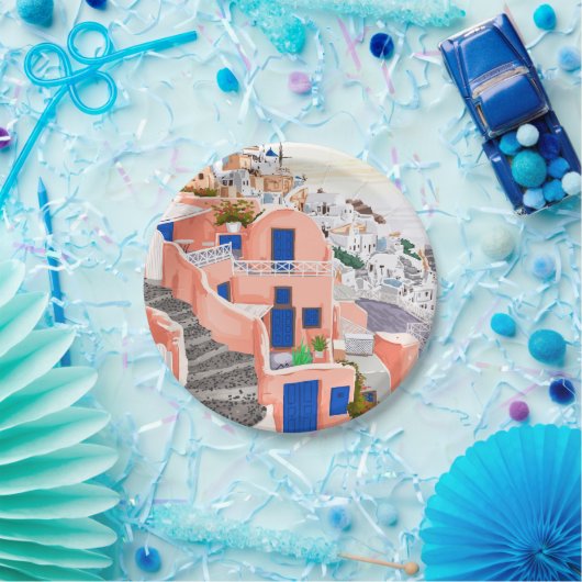 Santorini Griechenland Architektur Pappteller (Party)