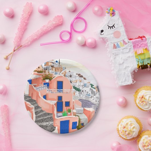 Santorini Griechenland Architektur Pappteller (Party)