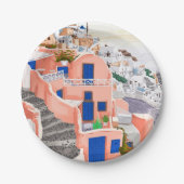 Santorini Griechenland Architektur Pappteller (Vorderseite)