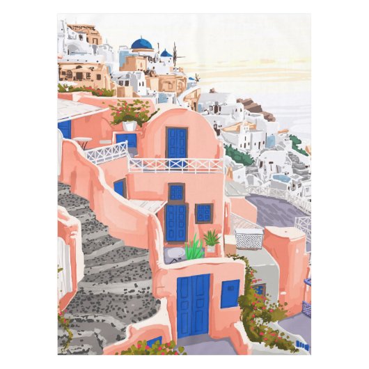 Santorini Griechenland Architektur Tischdecke (Vorderseite)
