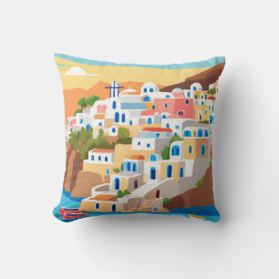 Santorini, Griechenland Art Print Throw Kissen