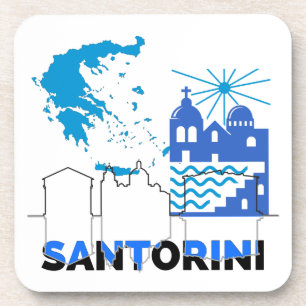 Santorini Griechenland.b Getränkeuntersetzer