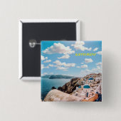 Santorini, Griechenland Beach House Button (Vorne & Hinten)
