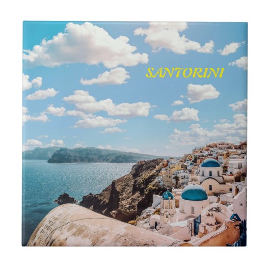 Santorini, Griechenland Beach House Fliese (Vorderseite)