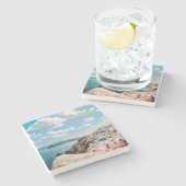 Santorini, Griechenland Beach House Steinuntersetzer (Seitenansicht)