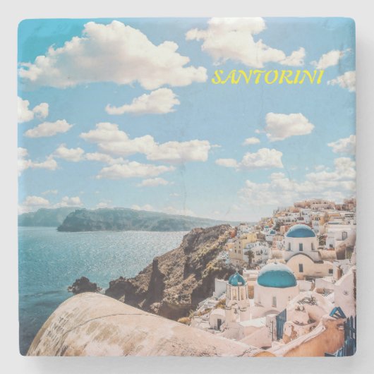 Santorini, Griechenland Beach House Steinuntersetzer (Vorderseite)