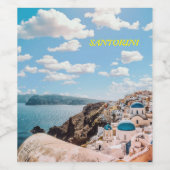 Santorini, Griechenland Beach House Weinetikett (Einzelnes Label)