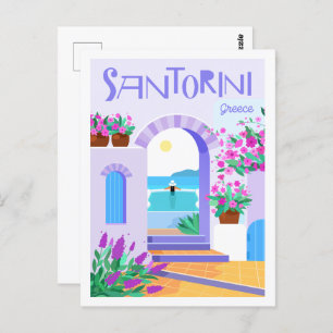 Santorini Griechenland Berühmter Reiseort Illustra Postkarte