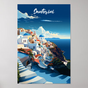 Santorini Griechenland Berühmter Vintage Travel Pl Poster
